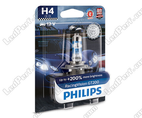1x Philips RacingVision GT200 60/55W +200% H4 Bulb - 12342RGTB1