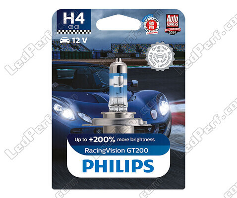 1x Philips RacingVision GT200 60/55W +200% H4 Bulb - 12342RGTB1