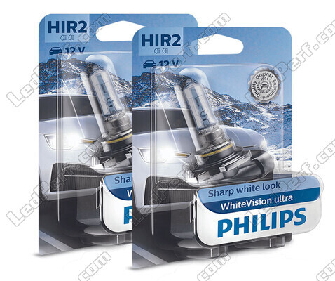 Pack of 2 Philips WhiteVision ULTRA HIR2 Bulbs + Pilot Lights - 9012WVUB1