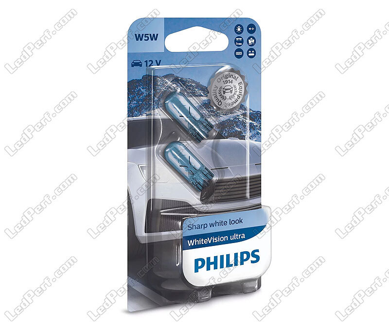 2 Philips WhiteVision ULTRA W5W Bulbs - 12961WVUB2