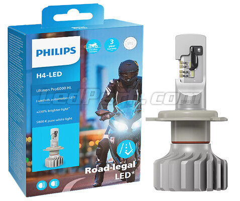 Approved H4 LED Motorcycle Bulb - Philips Ultinon Pro6000 +230%