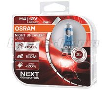 Pack of 2 Osram Night Breaker Laser +150% H4 bulbs  - 64193NL-HCB